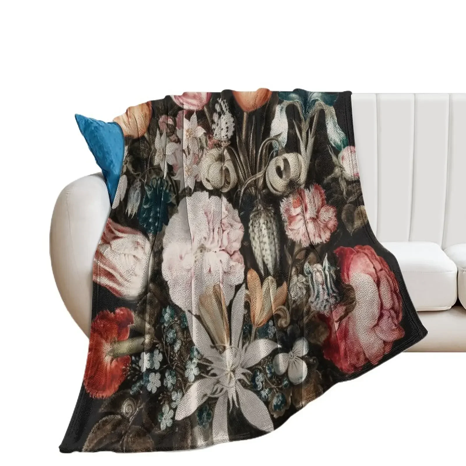 Flowers in a Glass (1606) by Ambrosius Bosschaert Throw Blanket Bed linens anime Blankets