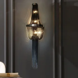 Italian Tassels wall lamp Aluminum Chain light loft mid century lamp TV wall decorations for living room bedroom bedside lights