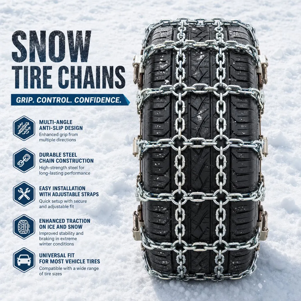 Winter Snow Mud Tire Chains Universal for Car SUV Pickup Truck Sedan 3.6kg Iron Steel Anti-Slip Snow Chain Emergency No Damage t