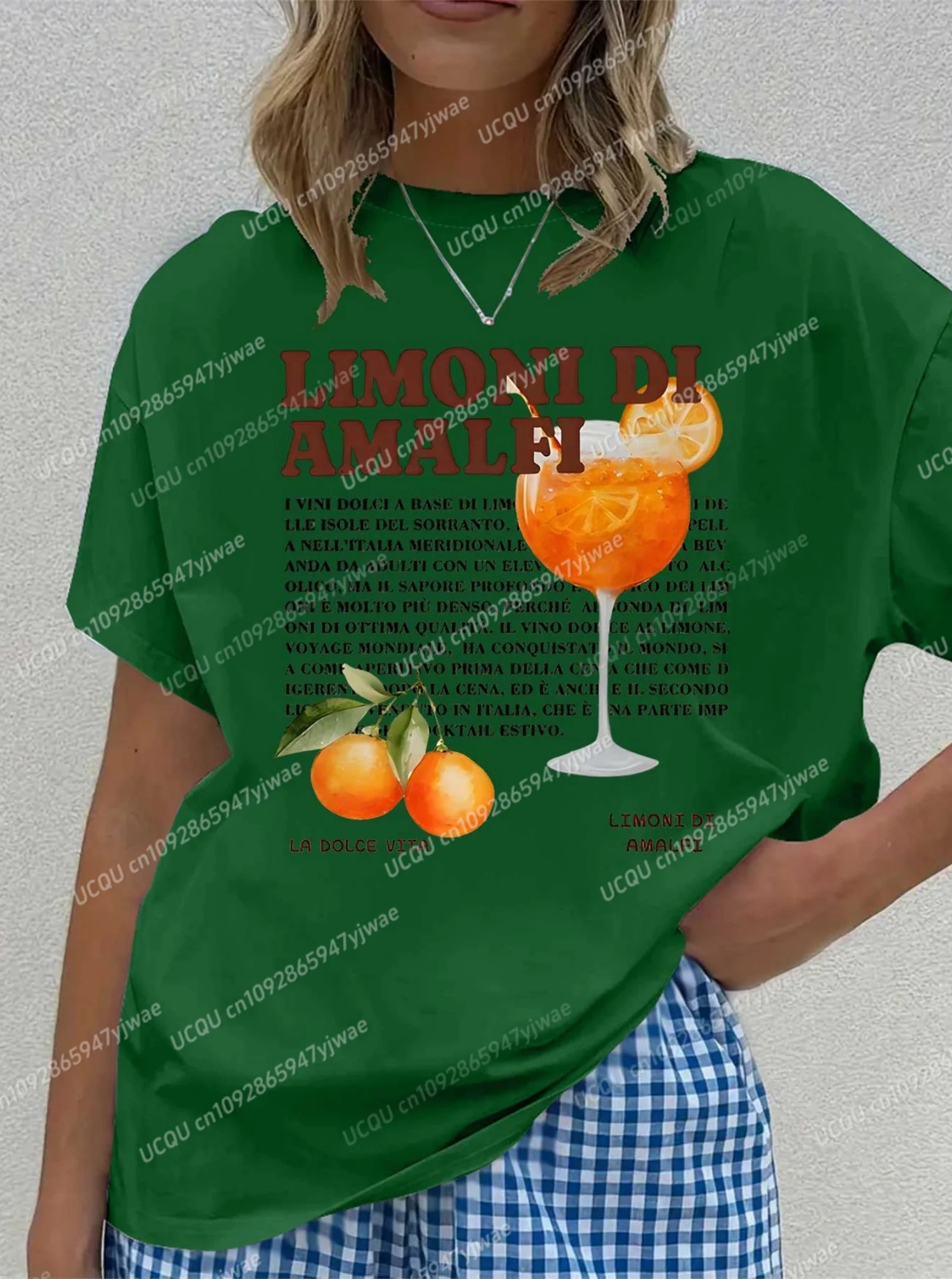 2025 المرأة LIMINI DI AMALFL طباعة س الرقبة تي شيرتات قصيرة الاكمام الصيف المحملة Harajuku حجم كبير womenSport تي شيرت #3
