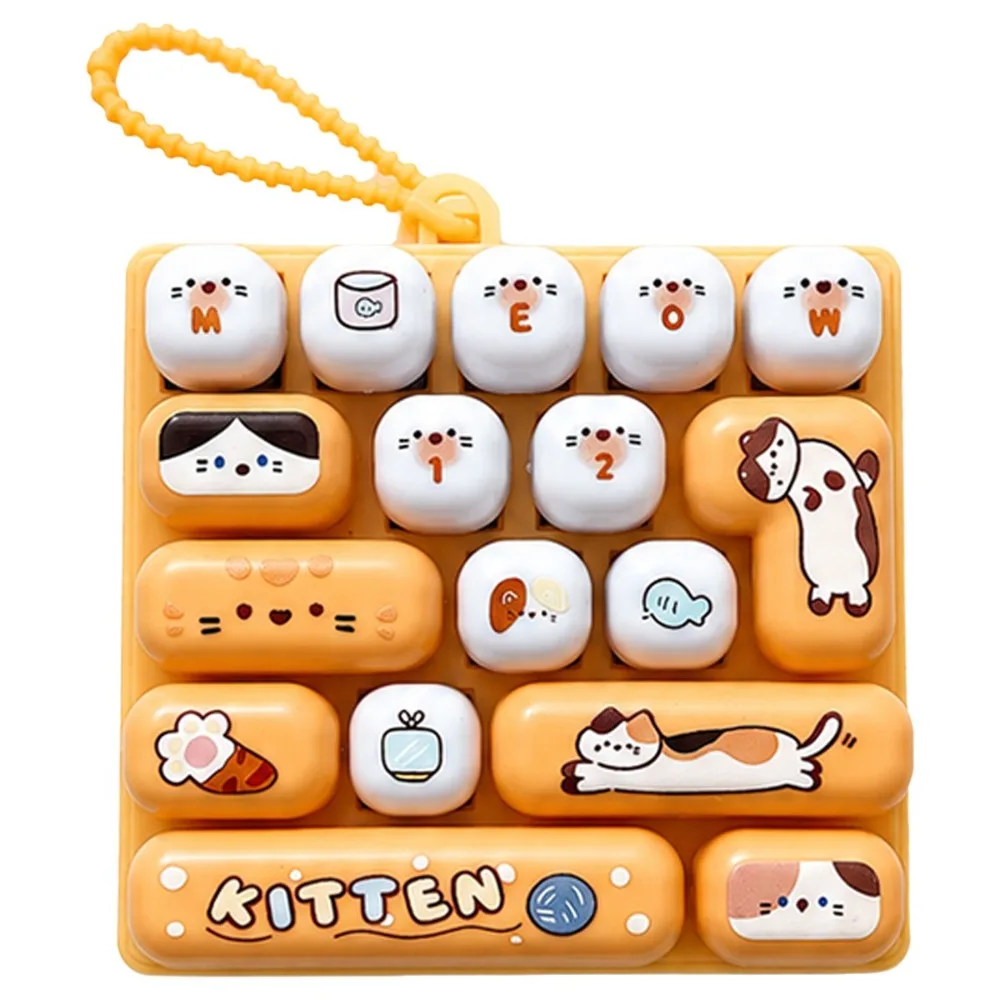 Cartoon 17 Keys Keyboard Keychain Pressable Keys Clicker Sound Keyboard Clicker Keychain Creative Relaxed Stress Relief Fidget