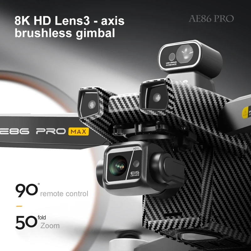 AE86 PRO MAX GPS الطائرة بدون طيار 4K 3-Axis Gimbal HD كاميرا التصوير الجوي تجنب العوائق شاشة تعمل باللمس فرش أجهزة الاستقبال عن بعد لعبة