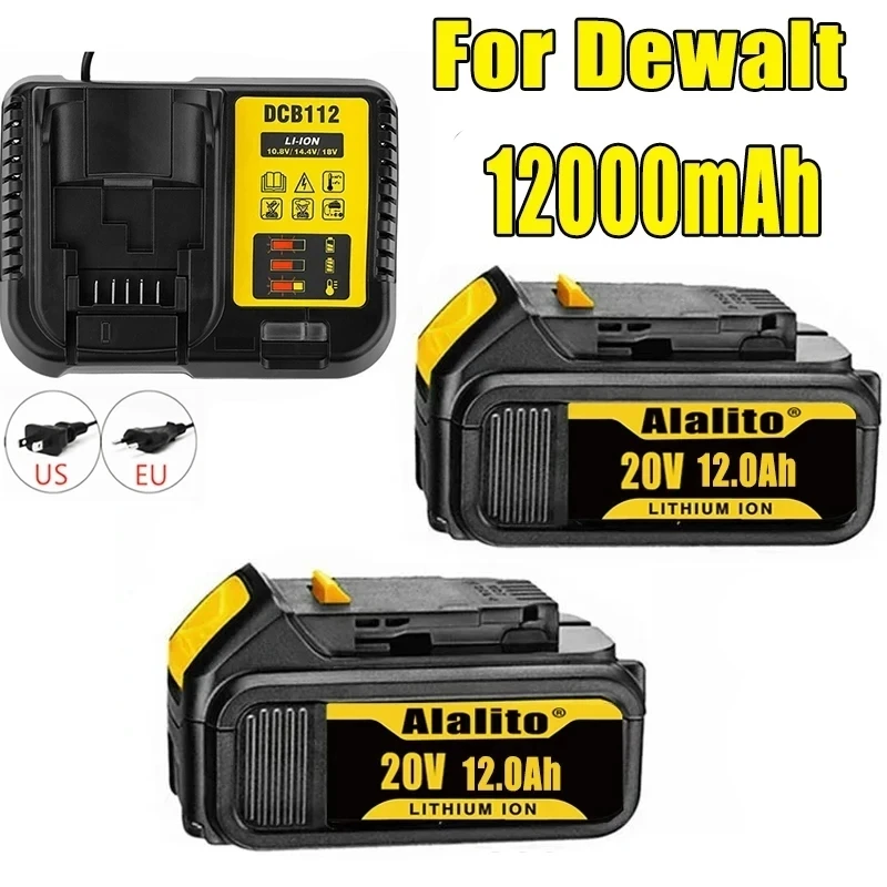 2024 New 20V 12000mAh Max Battery Replacement Tool for DeWalt DCB184 DCB181 DCB182 DCB200 20V 5A 20 Volt 20V Battery + 3A Charge