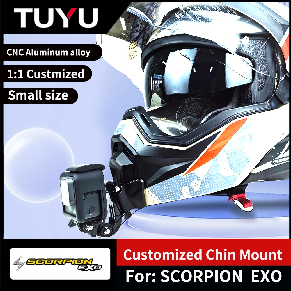 For SCORPION EXO-AT950 EXO R1 Premium Customized Motorcycle Helmet Aluminium Chin Mount for GoPro12 11 Insta360 X3 Rs DJI Camera