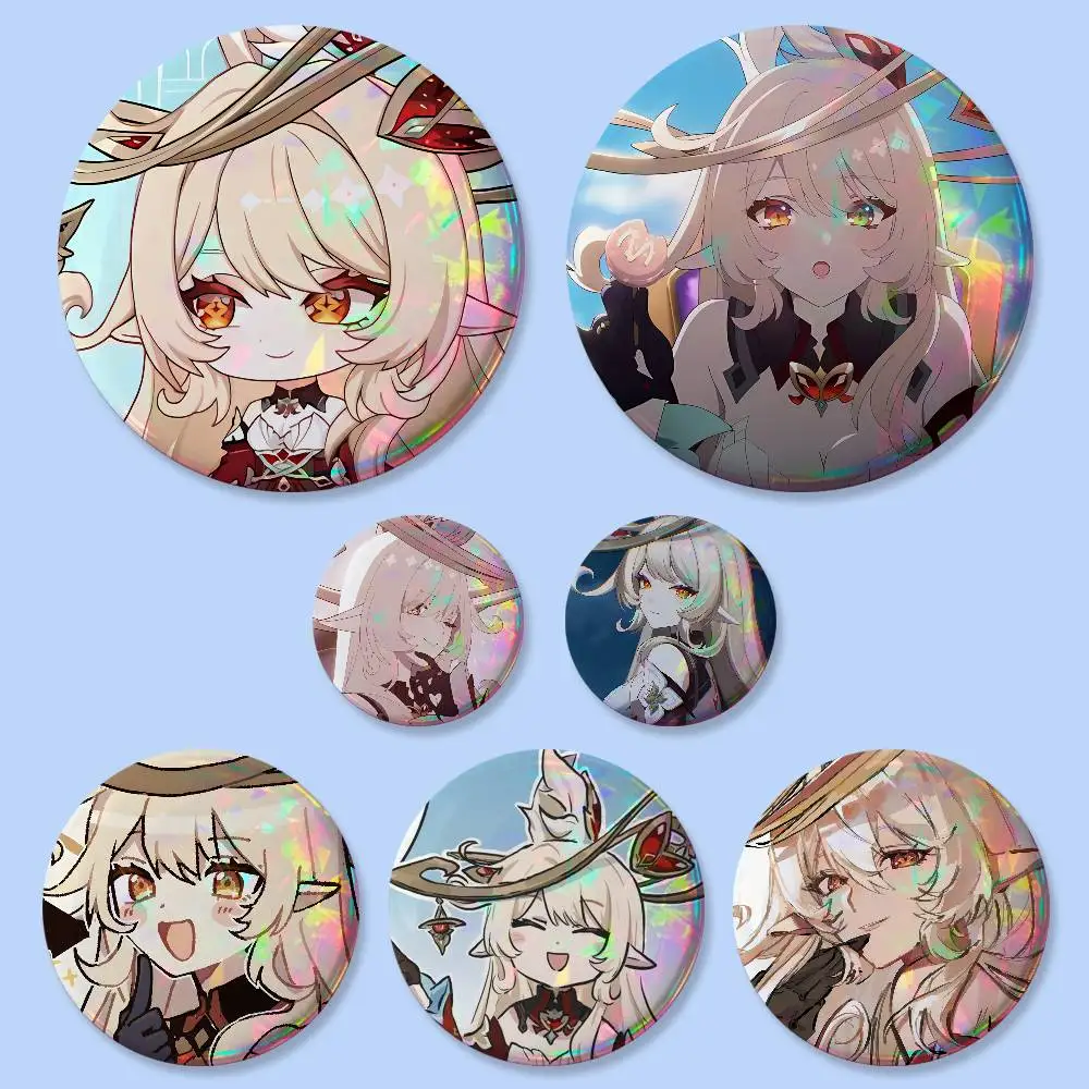Alice Genshin Badges Button Round Creative Pin Brooch Badge Bag Decor Accessories Fans Collect Friends Gifts