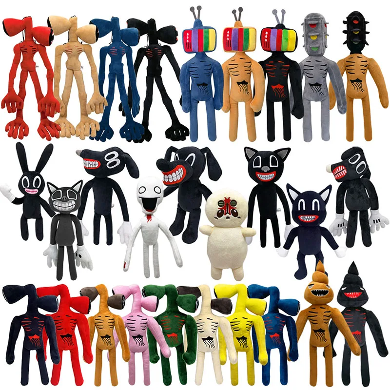 30-55cm Siren Head Plush Toy White Black Sirenhead Stuffed Doll