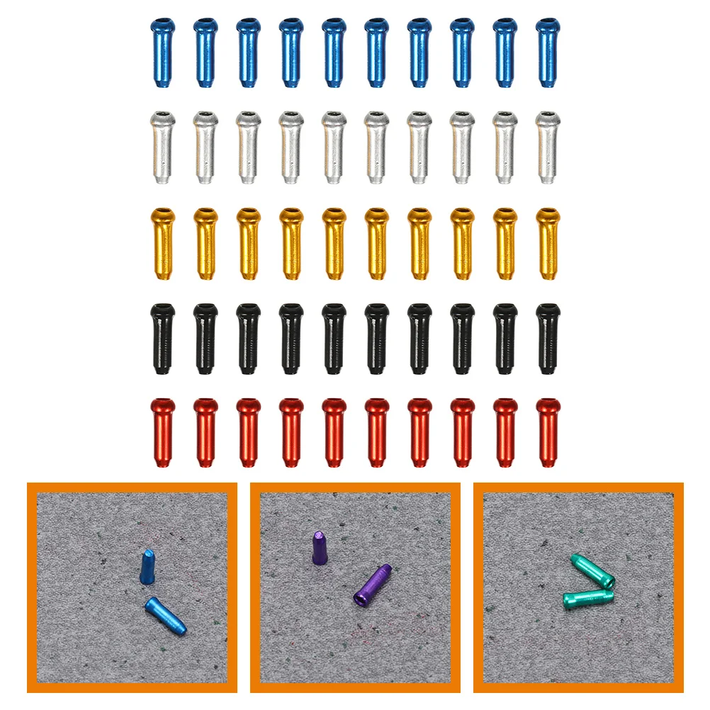 

100pcs Wire Core Cap Bike Brake Gears Bicycle Cable End Caps Cover Aluminum Alloy Tips Tail Cables Durable Protective Bike