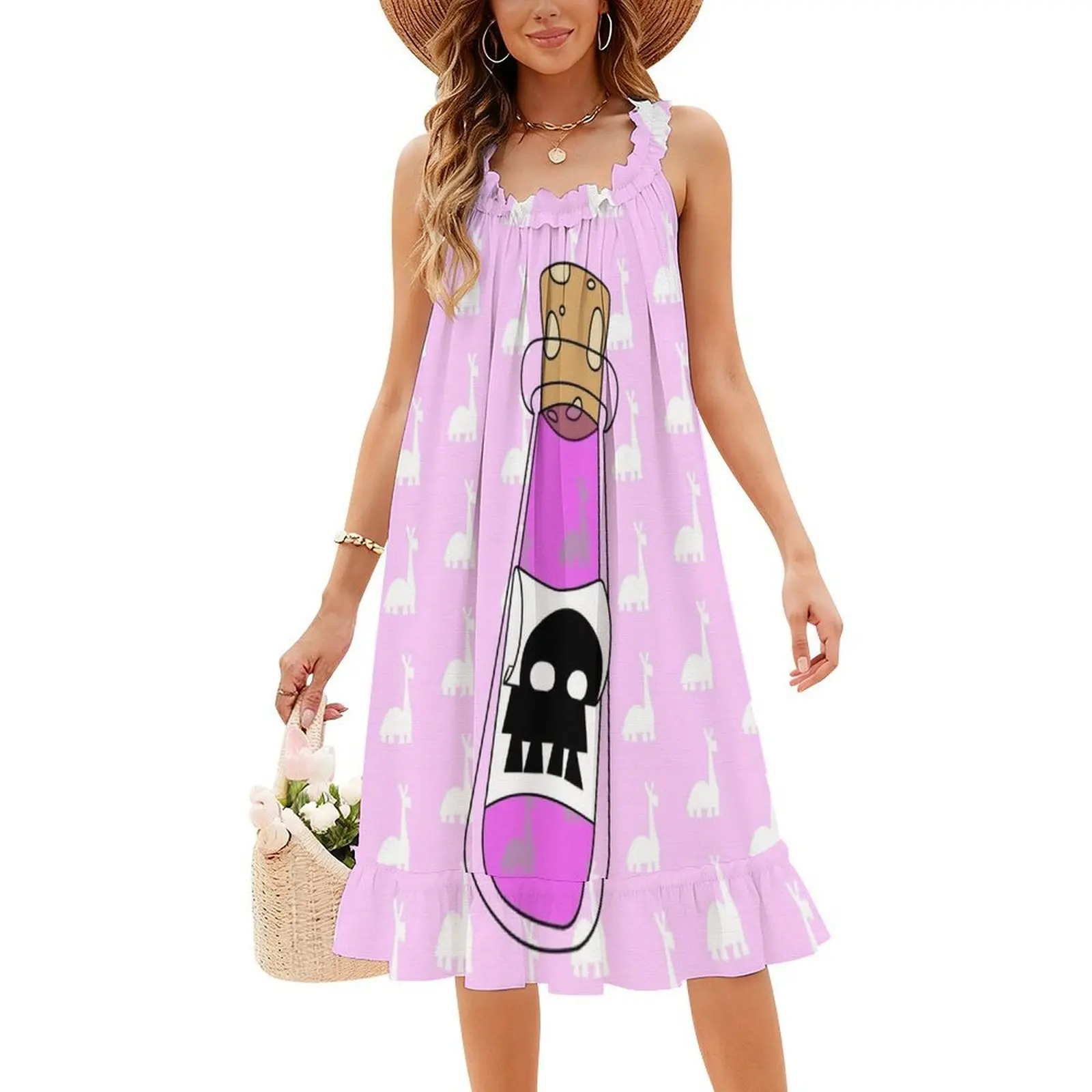 فستان قصير من Essence Of Llama Preppy للنساء على شكل حرف a فضفاض مناسب فستان يوم غير رسمي لاما كوزكو Yzma ملابس نسائية