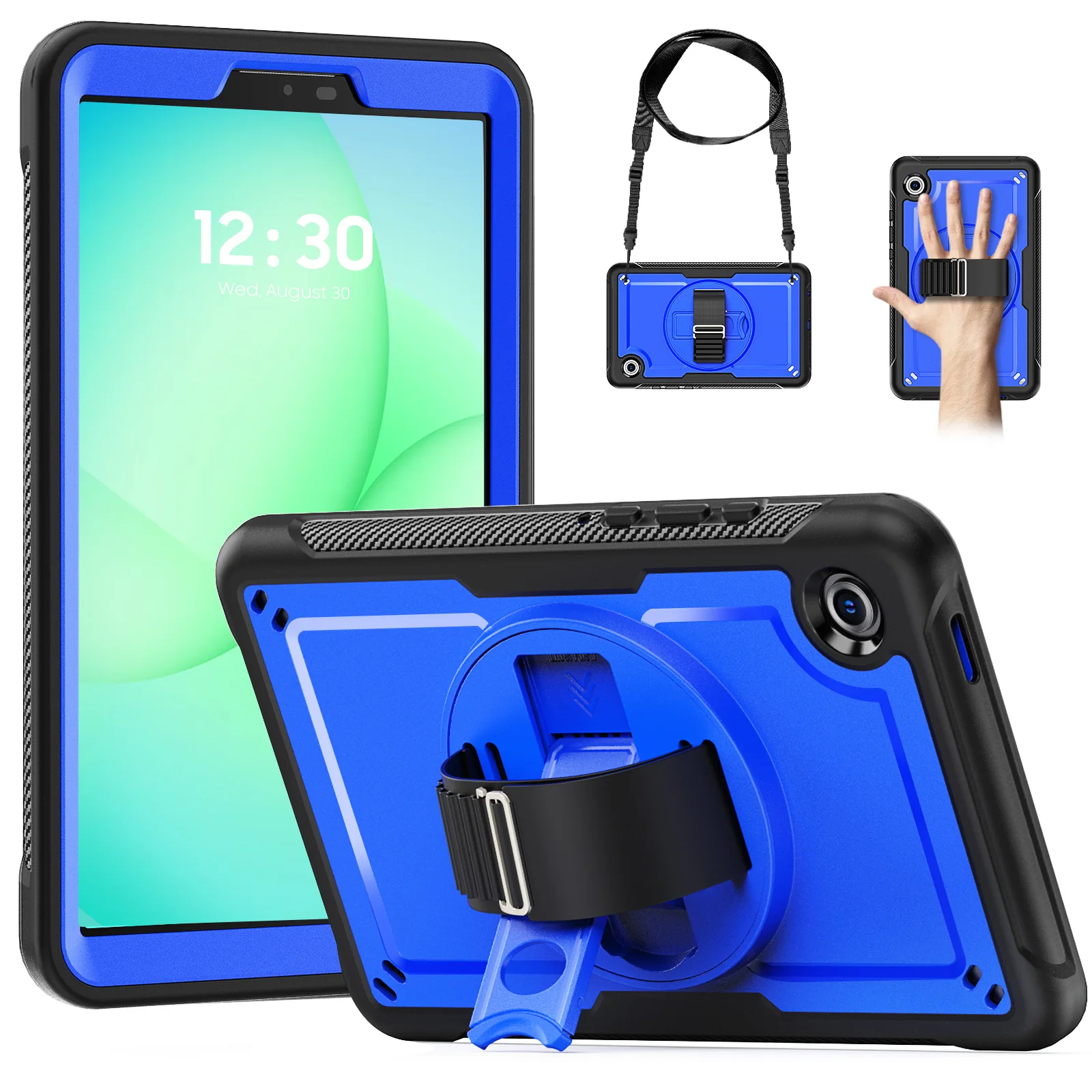 

Hybrid Stand Case Universal For Samsung Tab A11 A9 2025 2023 8.7 inch SM-X133 X135 X110 X115 X117 Rotating Cover Shoulder Strap