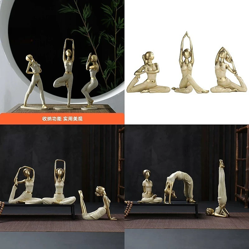 Medusa Yoga Figurine Desk Ornament Simple Storage Luxury Home Decor