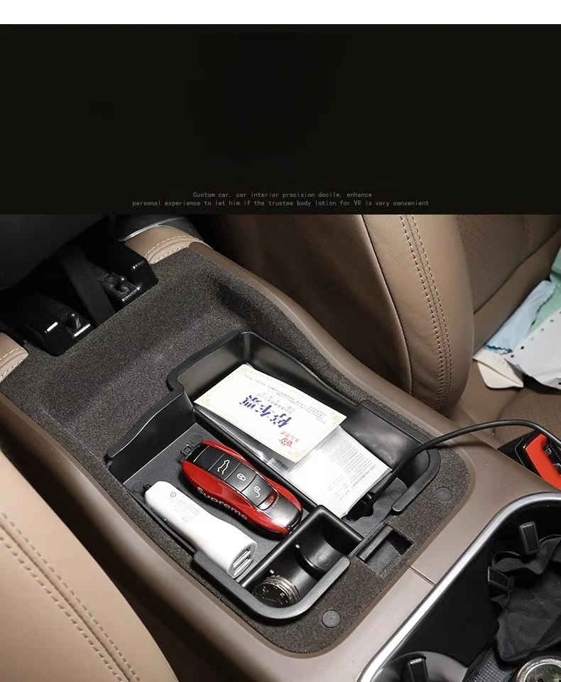Center Console Storage Box Compatible with 2011-2022 Porsche Cayenne Car Storage Organizer Tray Armrest Storage - Image 4