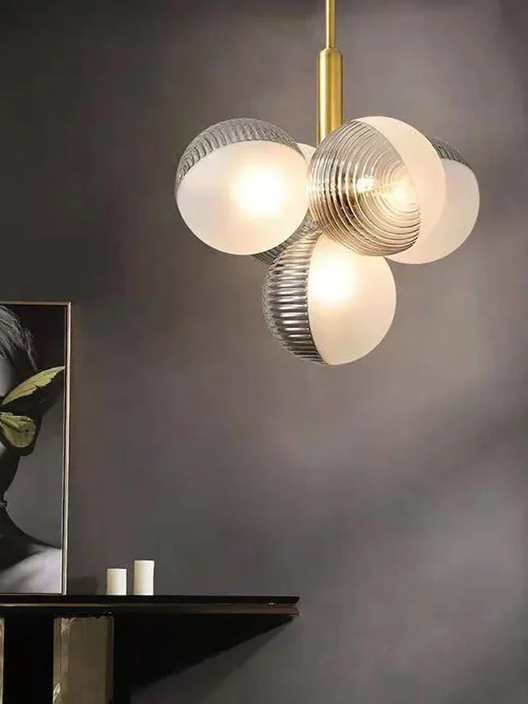 Glass Grape Pendant Chandeliers LED Lighting Room Modern Gray / Amber White Hanging Lamp for Ceiling C Decor Lustre Restaurant