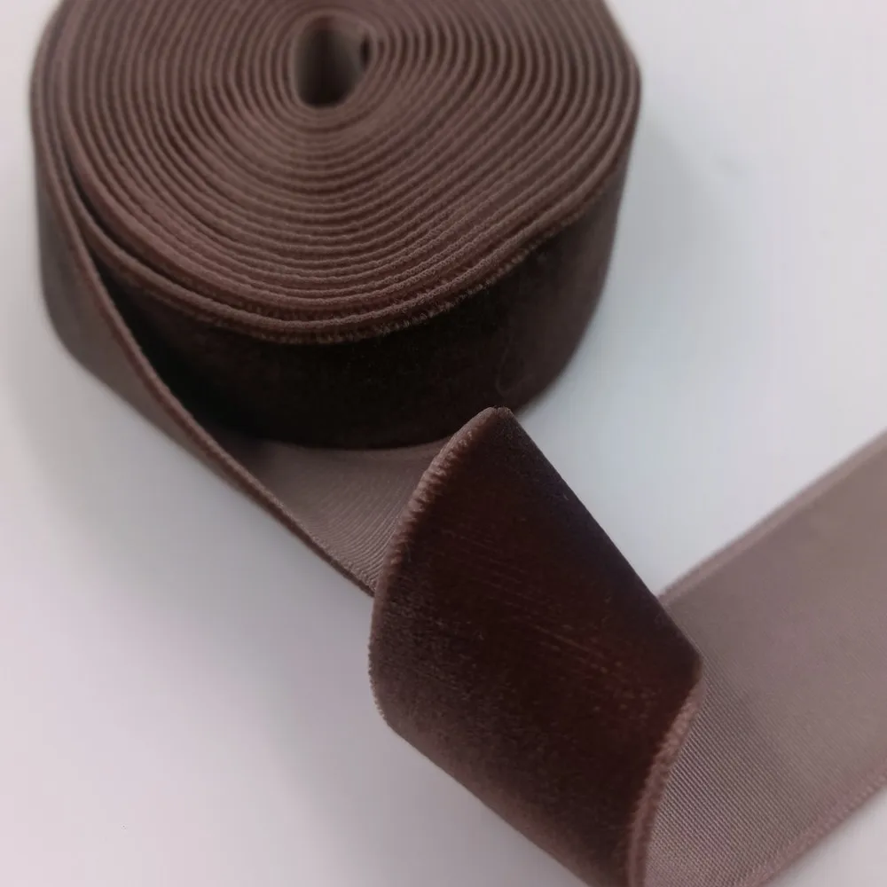 25mm Single Face Dark Brown Velvet Ribbon for Handmade Gift Bouquet Wrapping Supplies Home Decoration Christmas Tape Not elastic