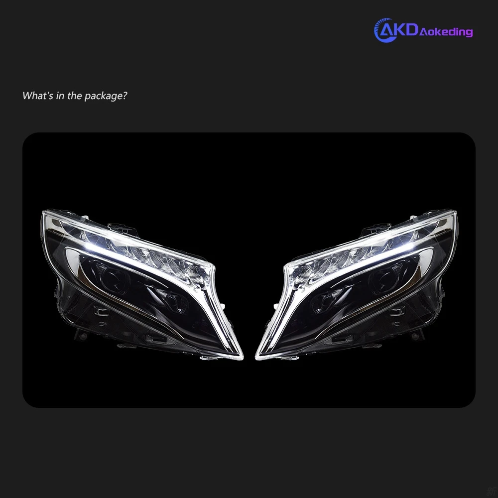 AKD Car Styling Head Lamp for Benz Vito Headlights 2013-2019 W447 LED Headlight LED DRL Projector Lens Dynamic Auto Accessories