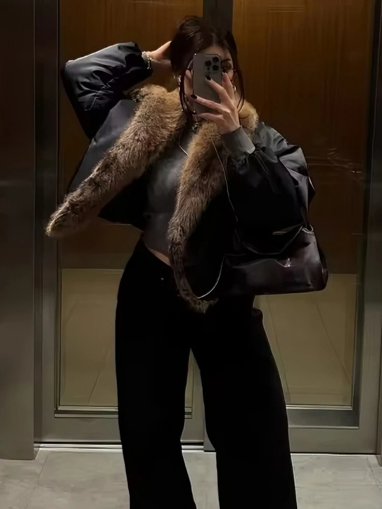 

Women New Solid Patchwork Faux Fur Liner Looes Winter Coat Women Street Wear Casual Parkas Female Fashion Parka