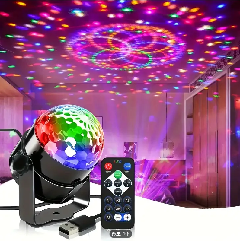 Colorful Stage Light Remote Control Magic Ball Light Led Mini Voice Activated Crystal Strobe DJ Ambient Party Light