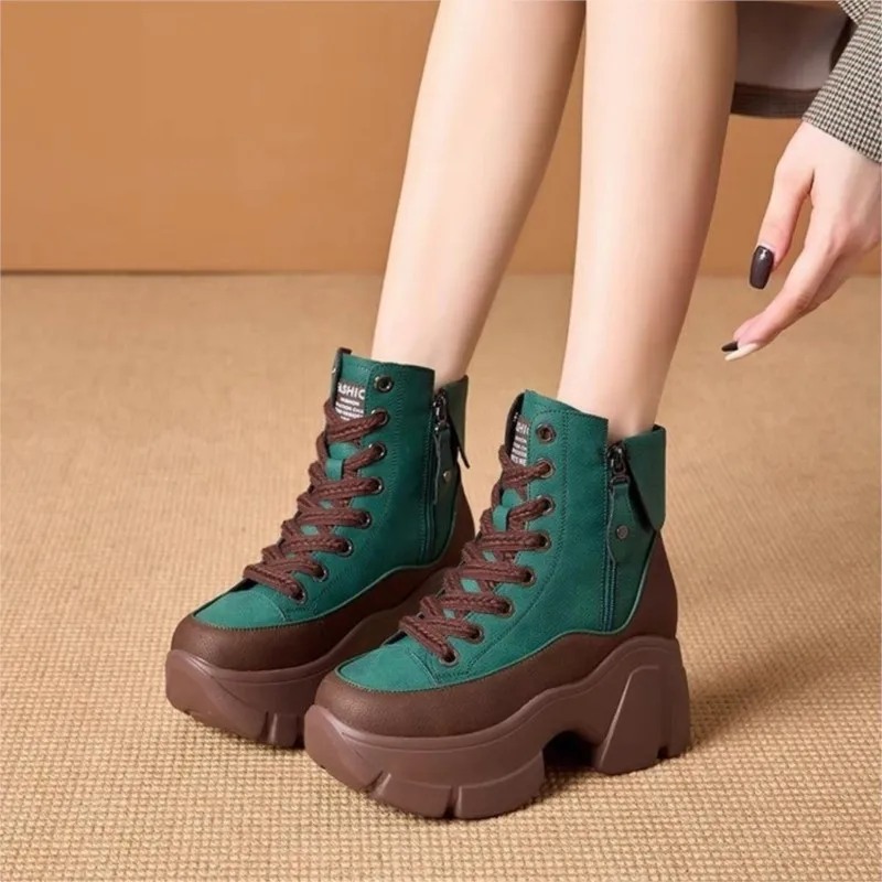 Inside height 9cm daddy shoes women's new autumn women's boots retro casual ankle boots C1344