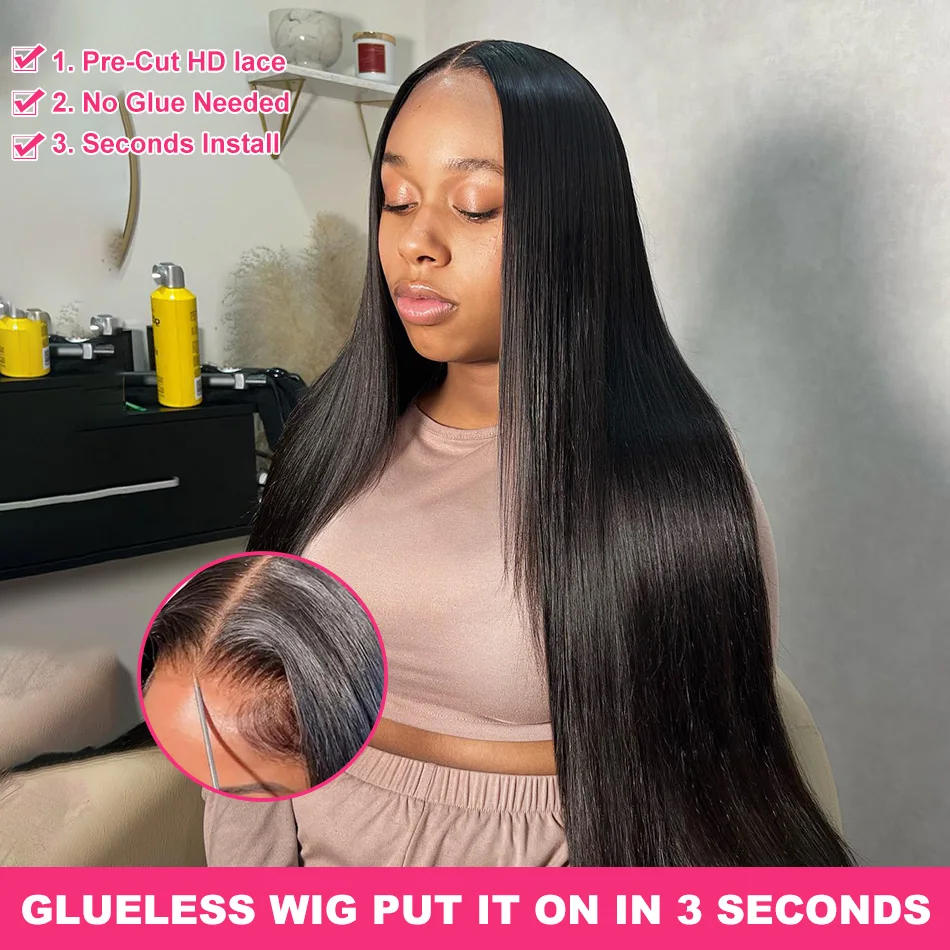 Links 220% HD 40 42 Silky Bone Straight 5X5 Glueless Wigs Human Hair Ready To Wear Lace Front Transparent Lace Frontal Remy Wig