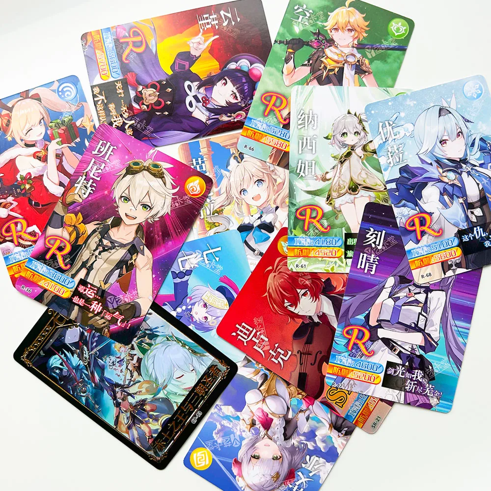 3/6/12 حزم لعبة Genshin تأثير جمع بطاقات طاولة الحفلات مجلس لعب للعائلة الأطفال هدايا عيد الميلاد عيد الميلاد