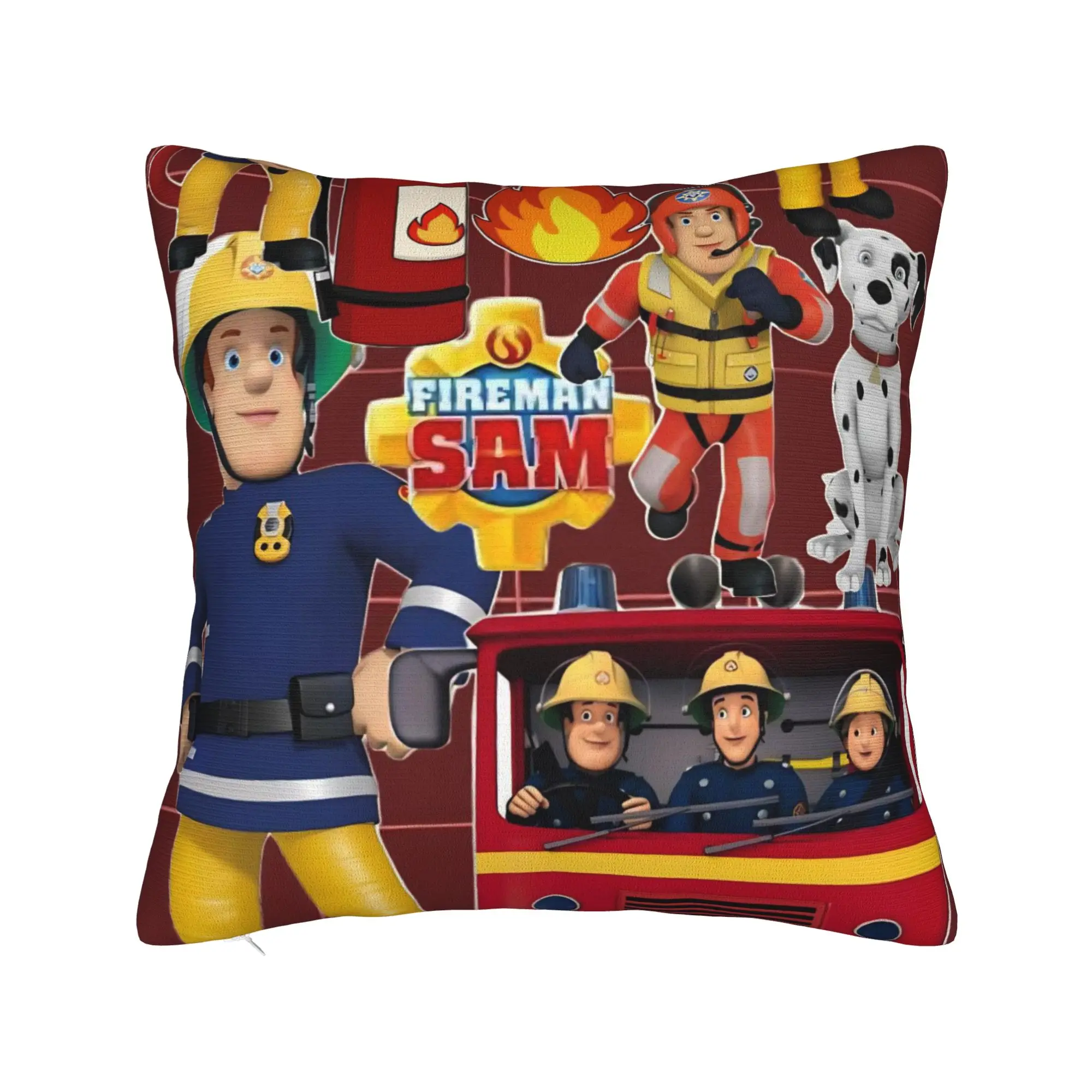 Fireman Sam Square Pillow Case Firefighters Cartoon Cushion Covers Custom Polyester Decorative Pillowcase for Living Room 18