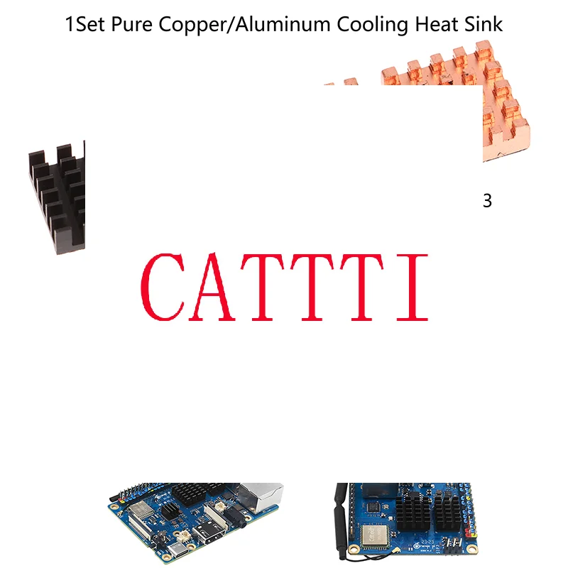 

(BBQ4)1Set Pure Copper Cooling Heat Sink Aluminum Heatsink Cooler Radiators Cooling Kit For Orange Pi Zero 3/3B