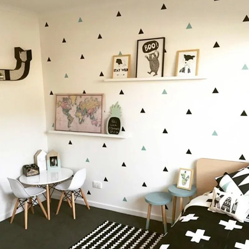 New Baby Boy Room Little Triangles Wall Sticker For Kids Room Decorative Stickers Children Bedroom Nursery Wall Decal Stickers