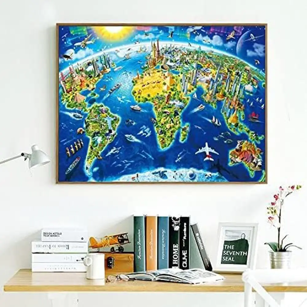 Jigsaw Puzzles for Adults 150/300/500/1000 Pieces World Landmarks for Kids Educational Game Challenge Toy World Map Puzzles