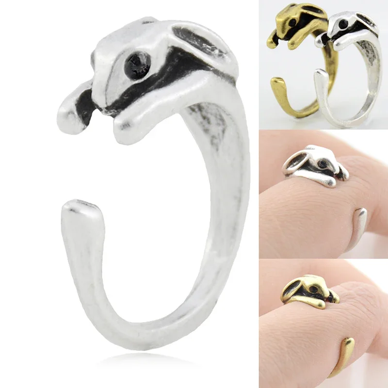 5 Styles Funny Rabbit & Bunny & Hippo & Rhino & Flamingo Metal Warp Rings For Women Adjustable Animal Couple Ring Girls Jewelry