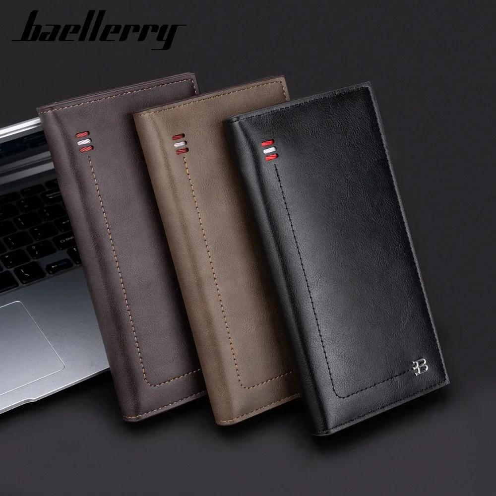 Men's Wallet Long Fashion PU Leather Card Holder Multifunctional Wallet for Men Slim Mens Phone Wallet with Zipper Coins Pocket