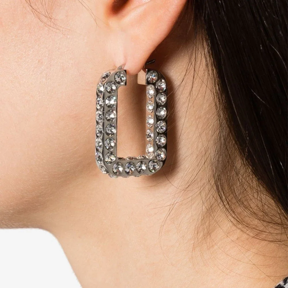 

Модные европейские золотые, серебряные прямоугольные серьги с кристаллами, женские ювелирные изделия высшего качества, тренд