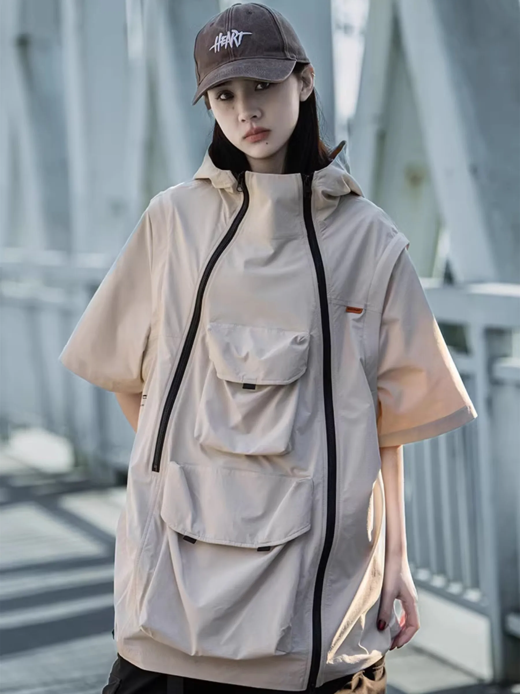 Detachable Design Short Sleeved Cargo Jacket For Men And Women's Spring And Summer New Functional Style Couple's Coat