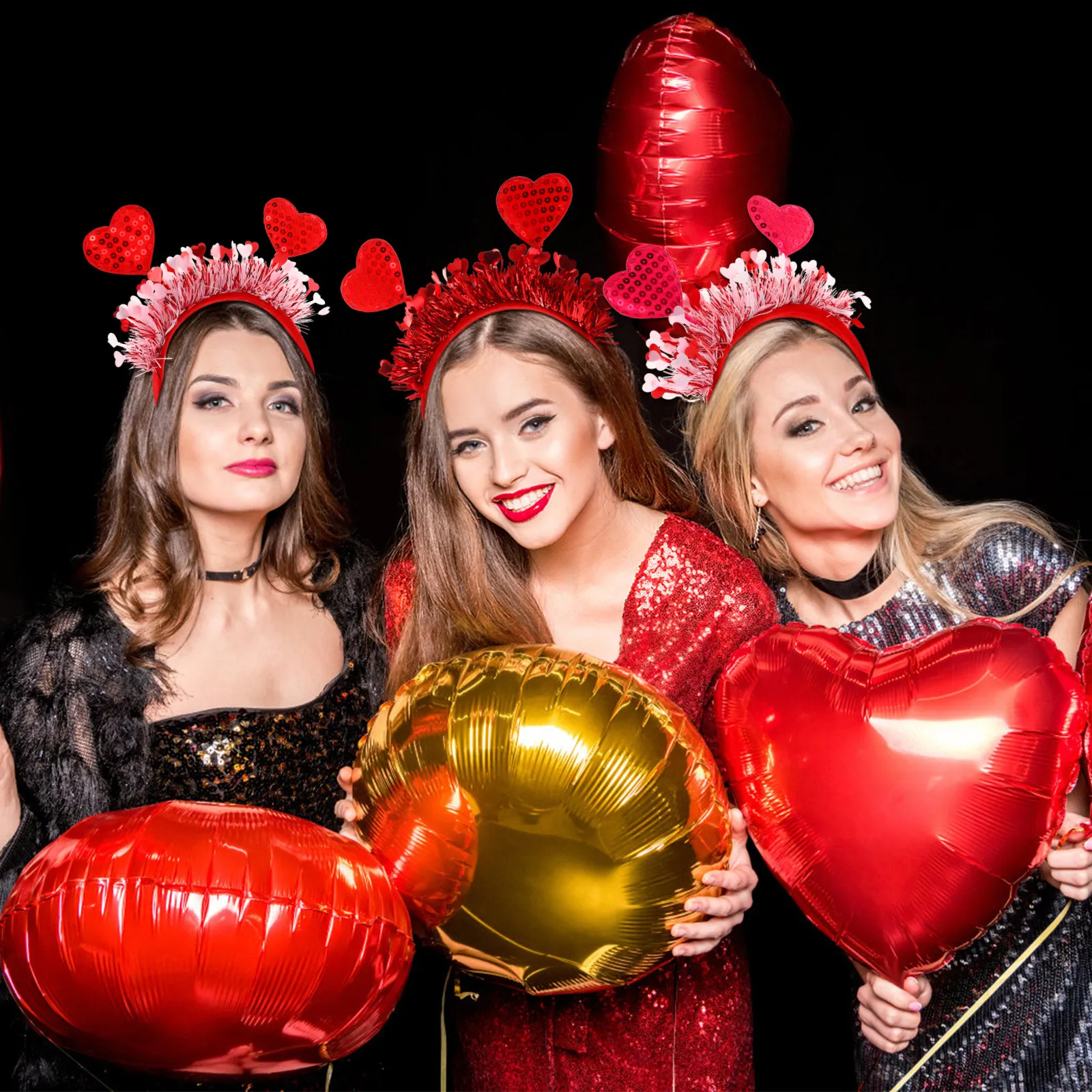 

3Pcs Heart Shape Headbands Valentine Women Party Hair Accessories Cupid Headdress Photo Booth Prop Comfortable Fit