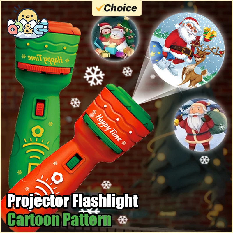 Children's Christmas Projector Flashlight Cognitive Lighting Cartoon Pattern Fun Picture Projector Early Education Toys for Kids