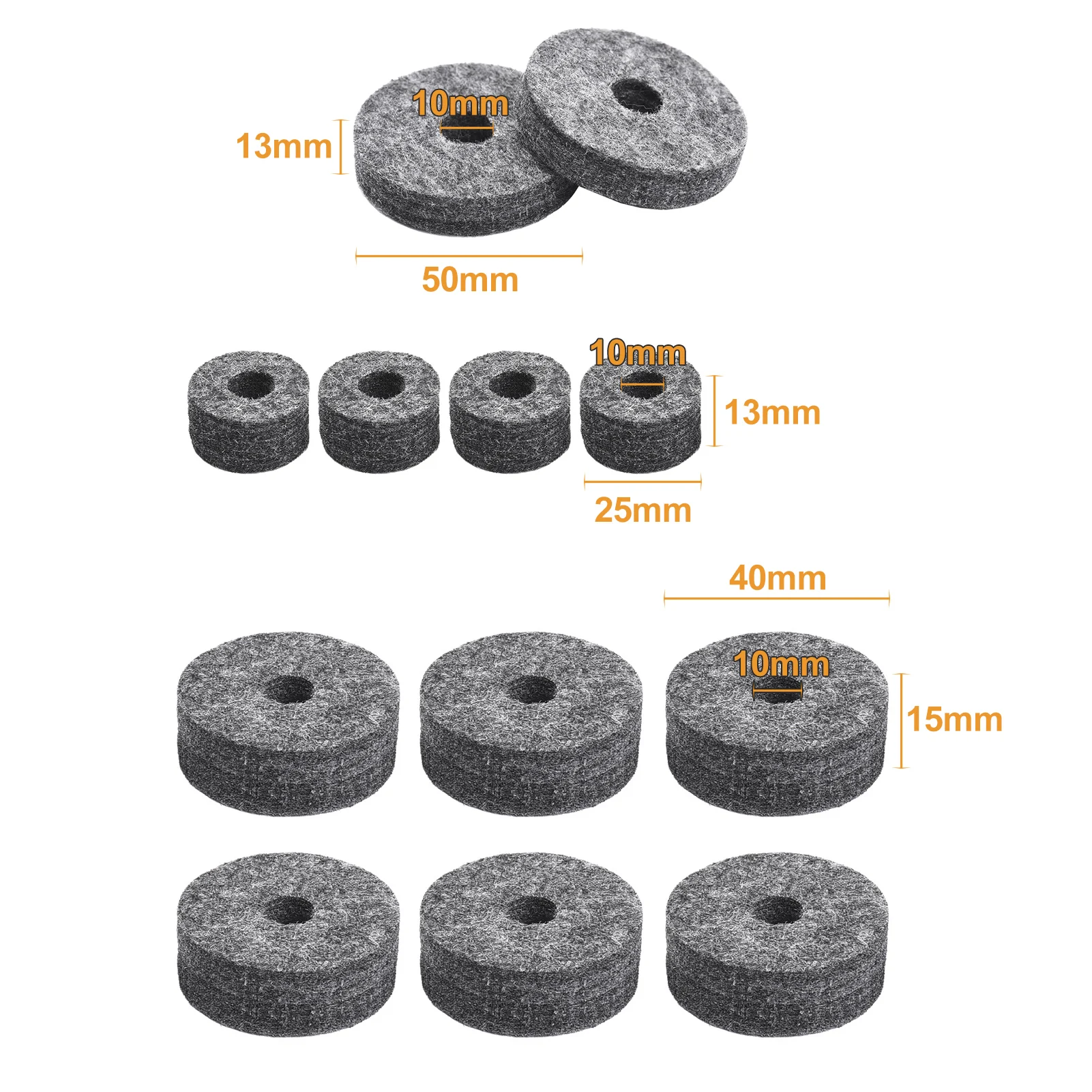 23pcs Cymbal Replacement Accessories Drum Parts with Cymbal Stand Felts Drum Cymbal Felt Pads Include Wing Nuts Washers Cymbal