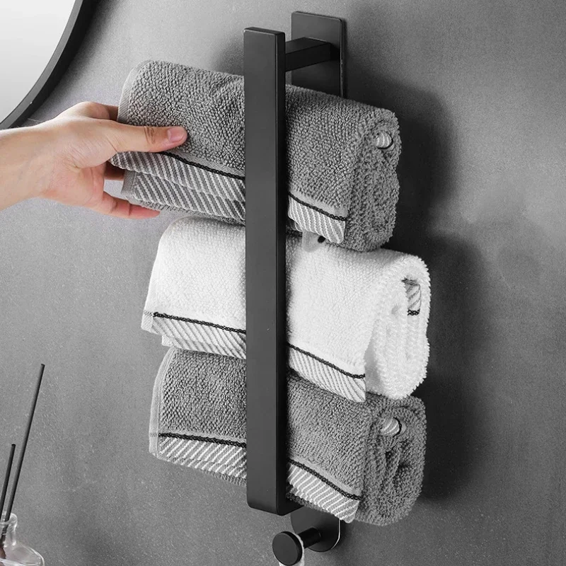 

Wall Shelves Simple Versatile Rack for Towel 304 Stainless Steel Bathroom Rack Ventilation Breathable Towel Stand Hook Design