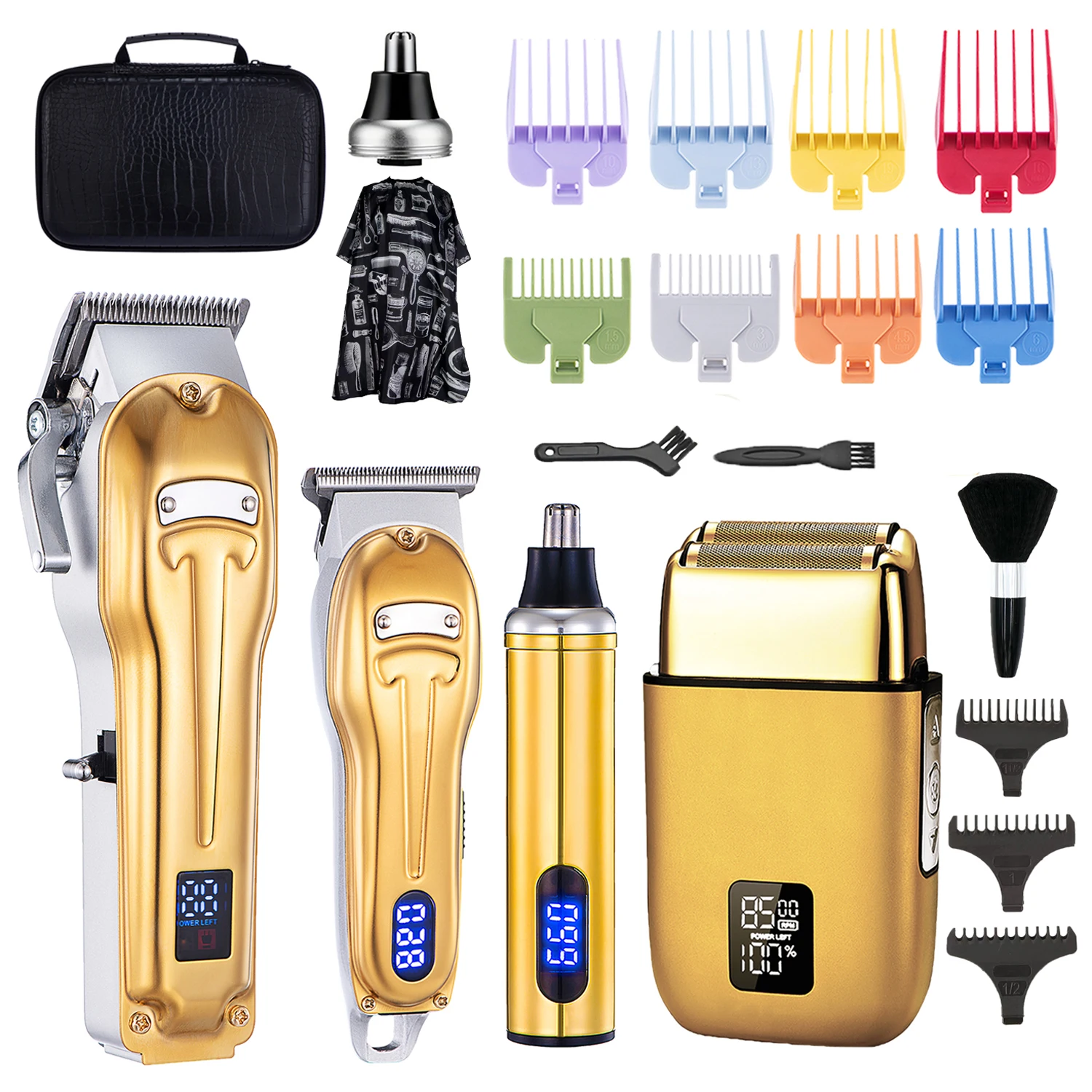 

Professional Hair Clippers For Men Nose Hair Trimmer Beard Trimmer 4-piece Set, Cordless Rechargeable Barber Clippers For Men