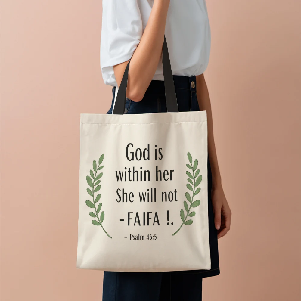 1Pc God Is Within Her She Will Not Fail Psalm Shoulder Bag Shopping Bag Tote Bag Gift Daughter Gifts From Mom Or Dad -Birthday