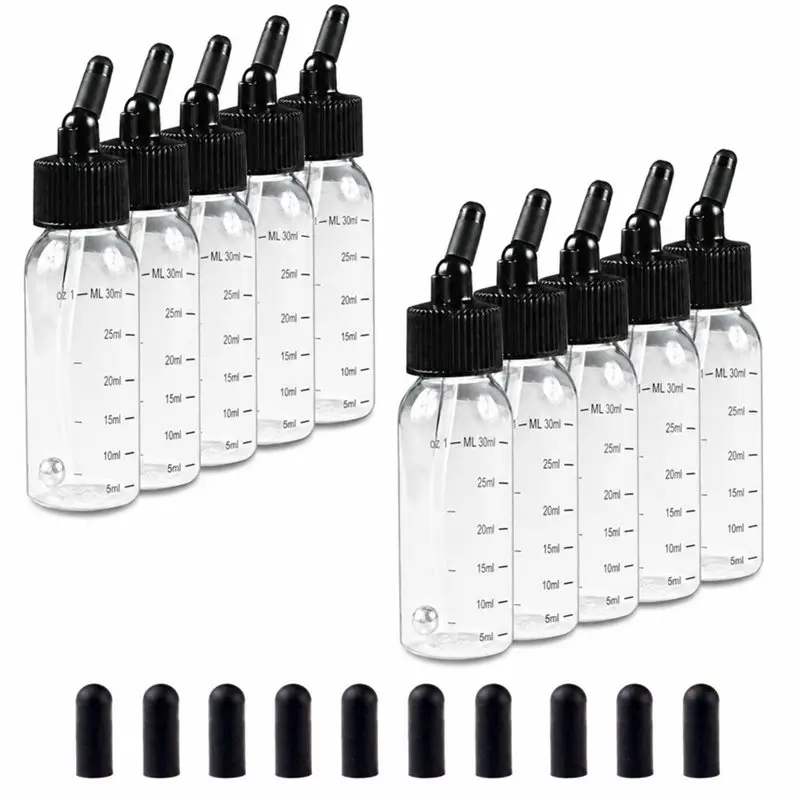TKOH-For Dual-Action For Dual-Action Siphon Suction Feed Airbrush Accessories 10 Pack 30ML Paint Bottles With Scale Marks Caps J