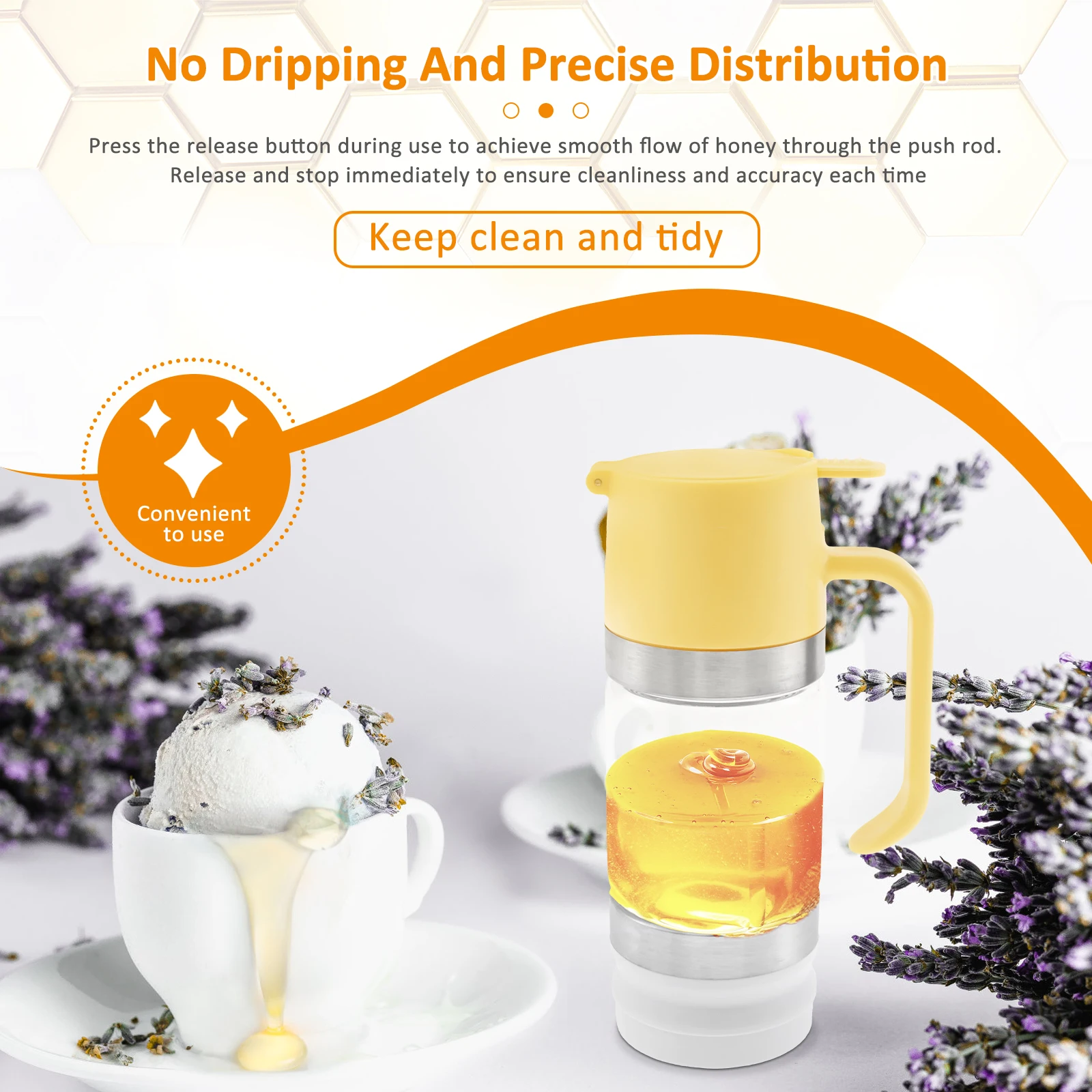 Kitchen Honey Dispenser Glass No DripHoney Jar with Handle Condiment Syrup Dispenser for Bread Coffee Tea Kitchen Tools NEW