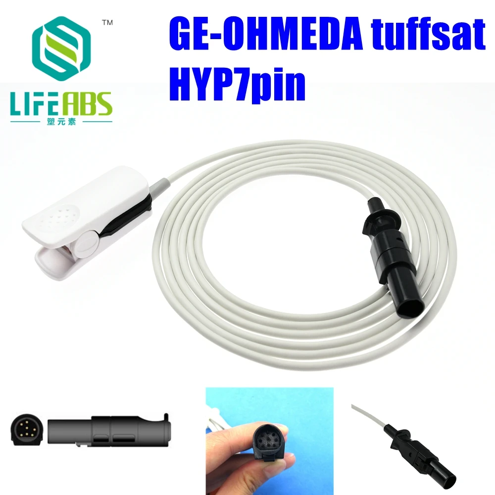 

For Ge-Ohmeda Tuffsat,Hyp7pi Patient Monitor Child Finger Clip Ear Clip Silicone Long Cable Reusable Oxygen Spo2 Sensor Probes