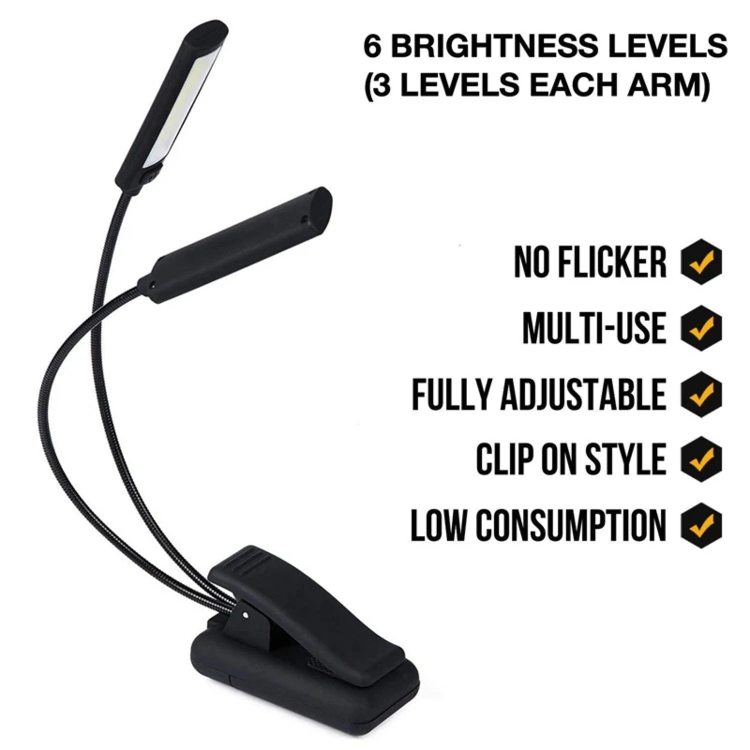 Music Stand Light Clip On LED Lamp - No Flicker, Fully Adjustable, 6 Levels of Brightness - Also  Book Reading, Orchestra, Mi