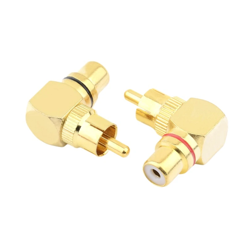 Audiophile RCA Male To Female Plug Copper 90 Degree Angle Audio Adapter