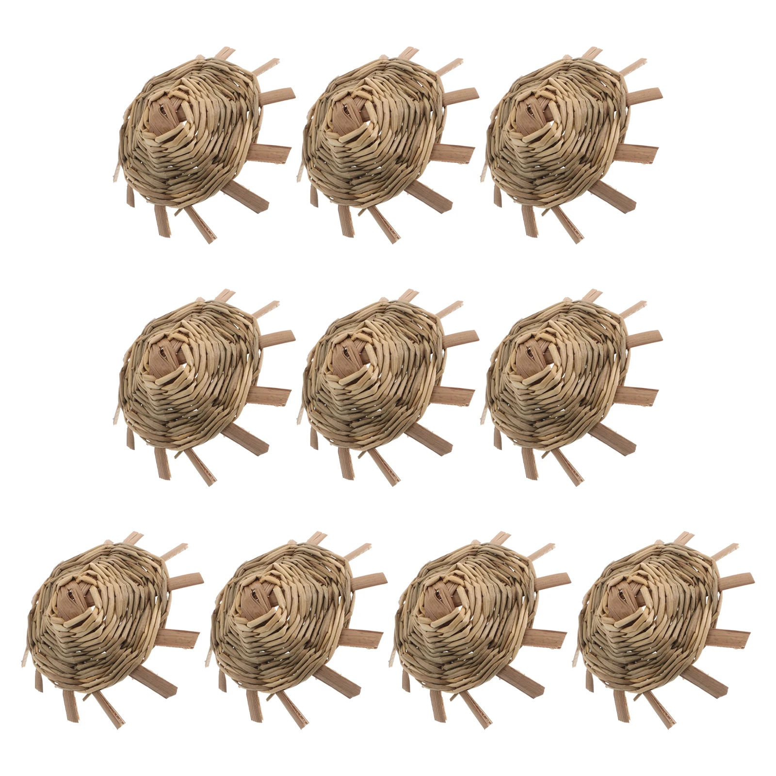 

10 Pcs Braided Straw Hat Decors Crafts Supplies Bulk Mini Hats Handmade Materials Photo Props Knitting Woven
