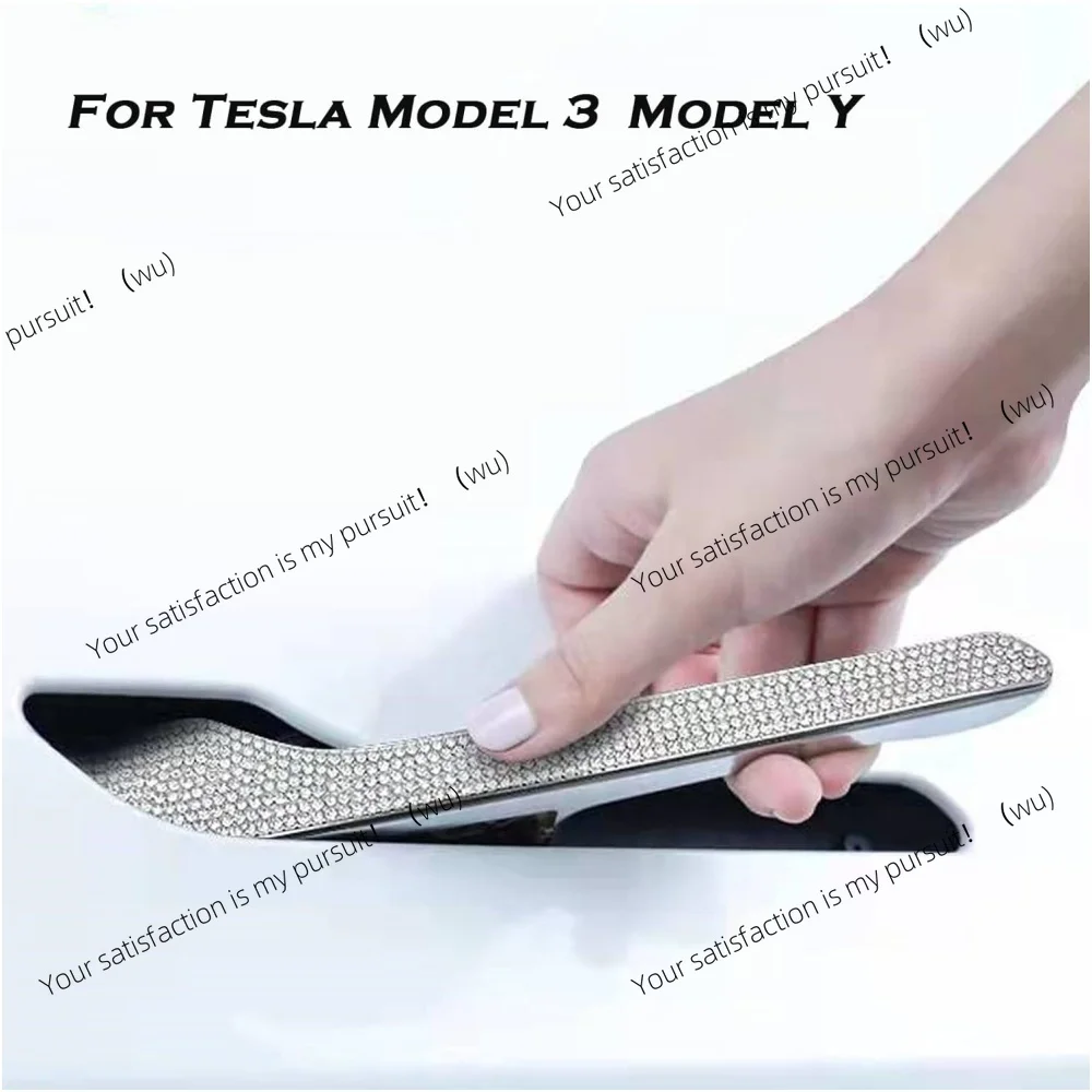 For Tesla Model 3/Y Accessories Bling Crystal Rhinestone Door Handle Cover Trim Protector Sticker Decal Shiny Diamond 4-packs