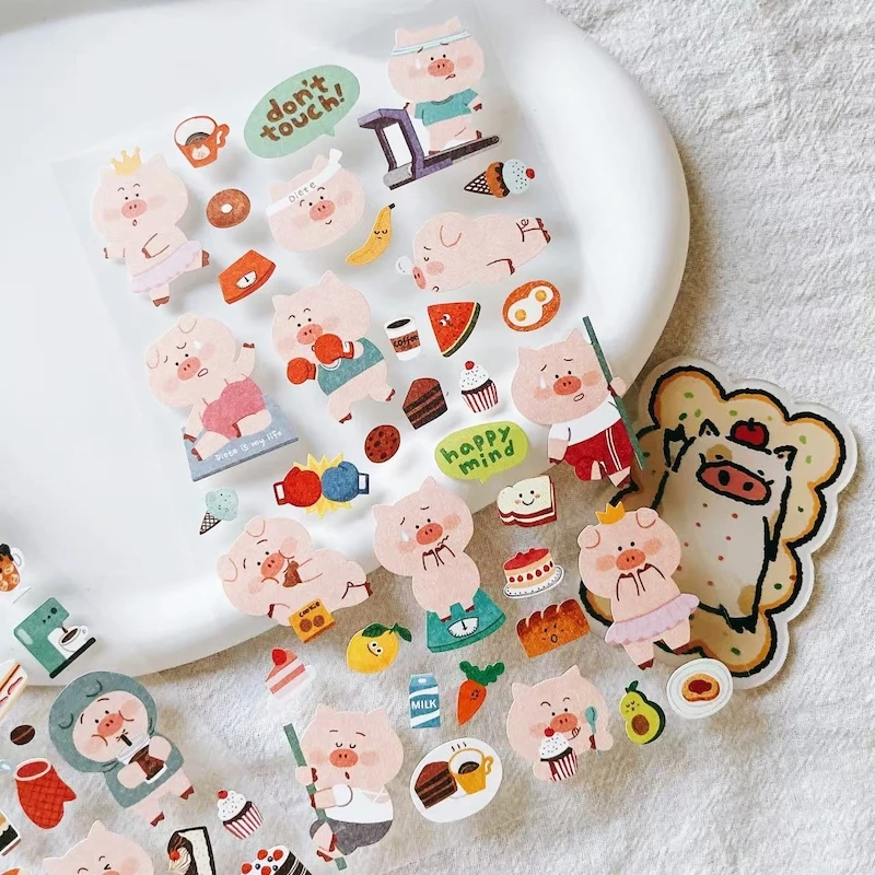 Korea Cute Pig‘s Dessert Sticker Scrapbooking Material BONITO DIY Hobby Craft Supplies DIY Stationery Journaling Stickers - Image 6