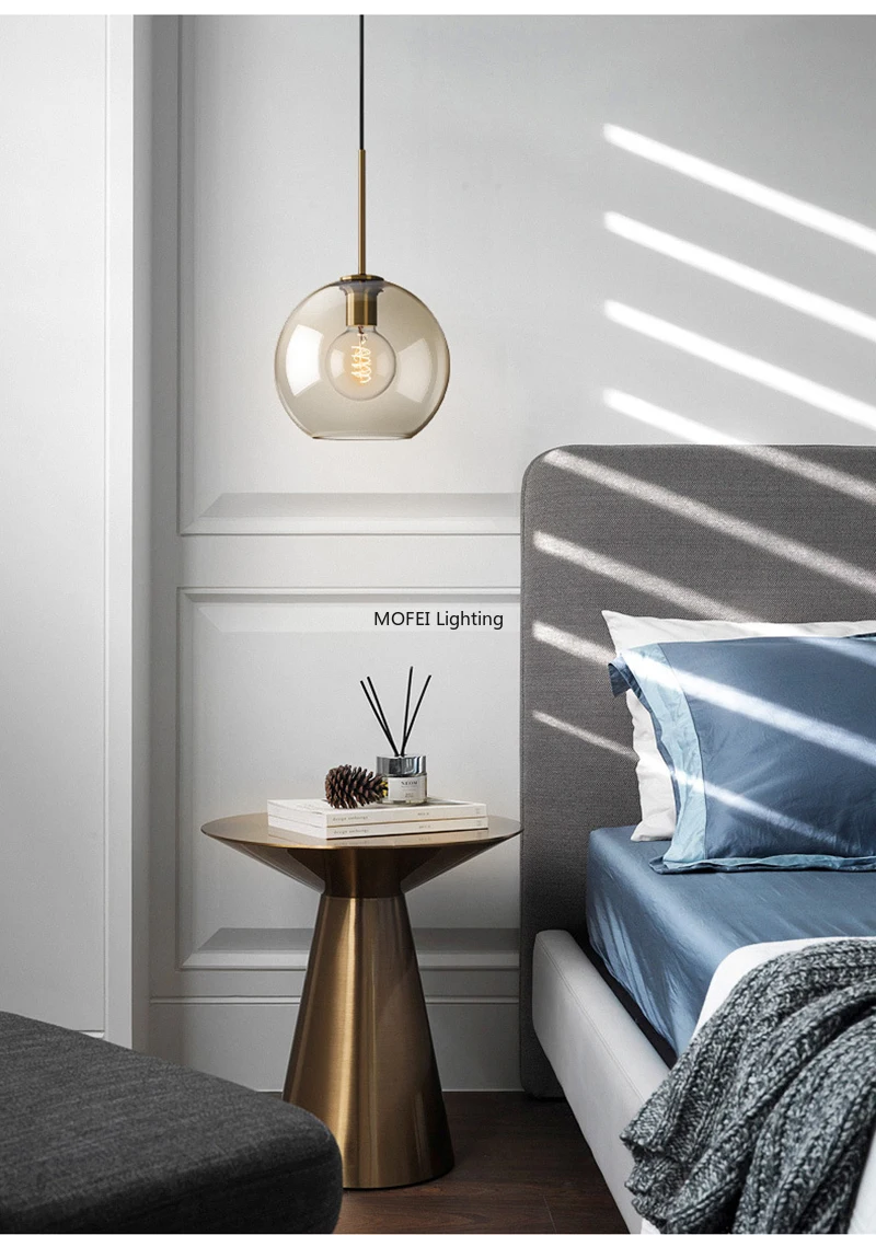 Art Industrial Retro E27 Glass Pendant Light Nordic Loft Chandelier Kitchen Restaurant Minimalist Hanging Lamp Suspension LED