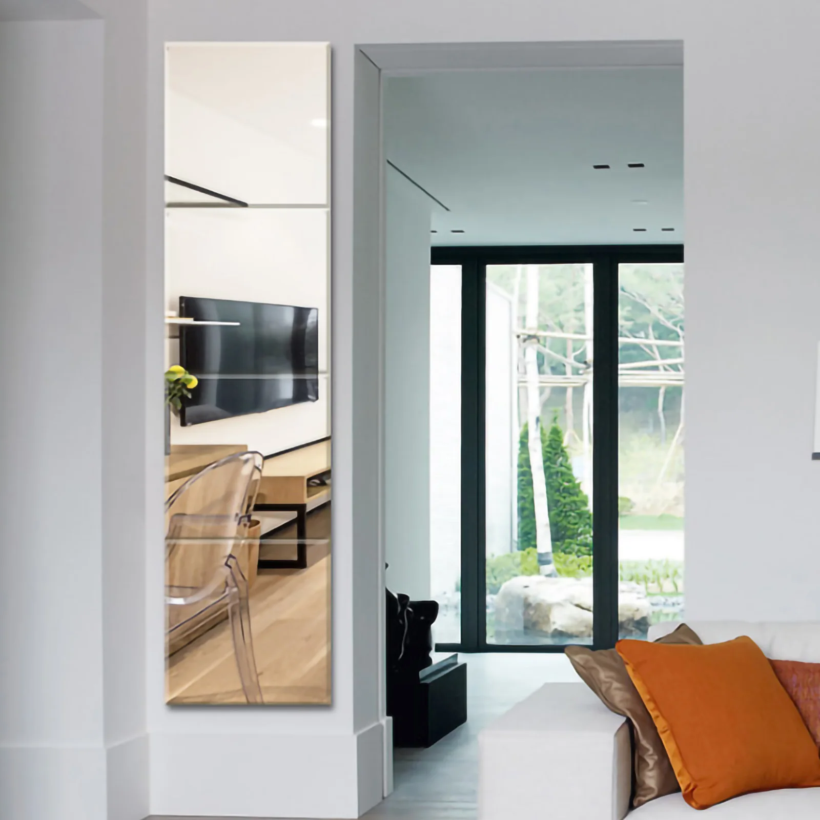 

Full Length Dressing Mirror Wall-mounted Vintage Glass Self-adhesive Decor Splicing Mirror Clothes