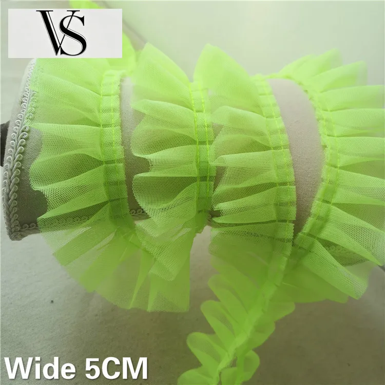 Dress Ribbon Ruffle Trim Embroidery Princess Sewing Pettiskirt Apparel Home Decoration 5CM Mesh Wide Pleated Fabric Lace