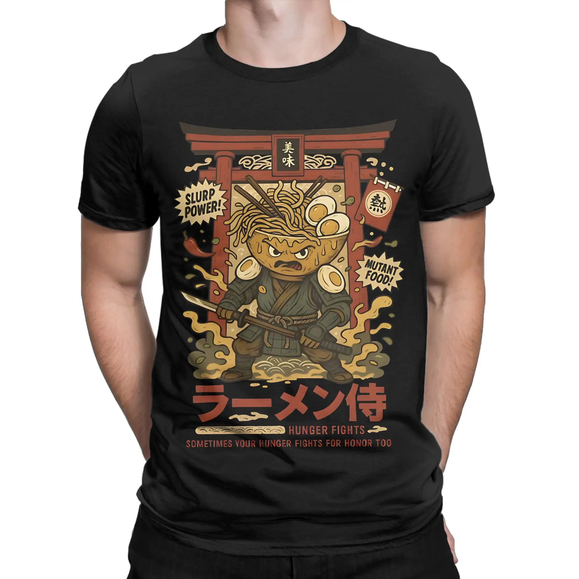 The Ramen Ronin Classic Funny Graphic 100% Cotton T-Shirt Kaiju Monster Tops Tees For Men
