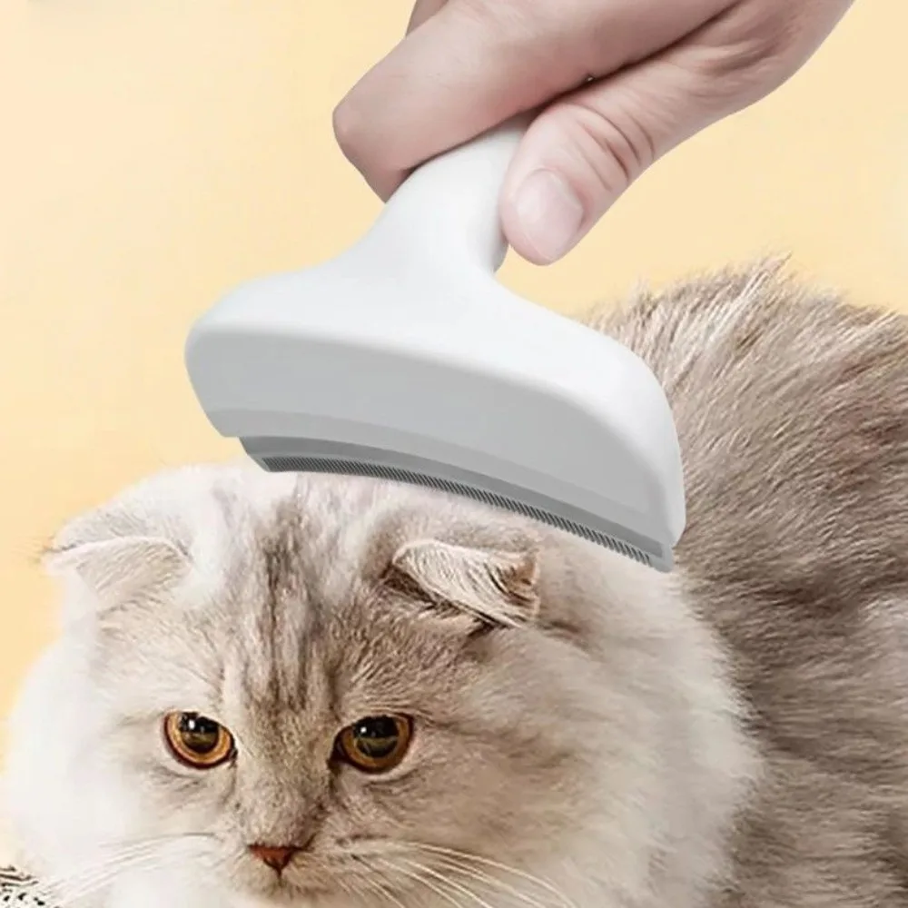 Cepillo desenredante de dientes de acero inoxidable para gatos, mango ergonómico, cabezal arqueado, herramienta de cuidado de mascotas, suministros para el cuidado de mascotas antienredos